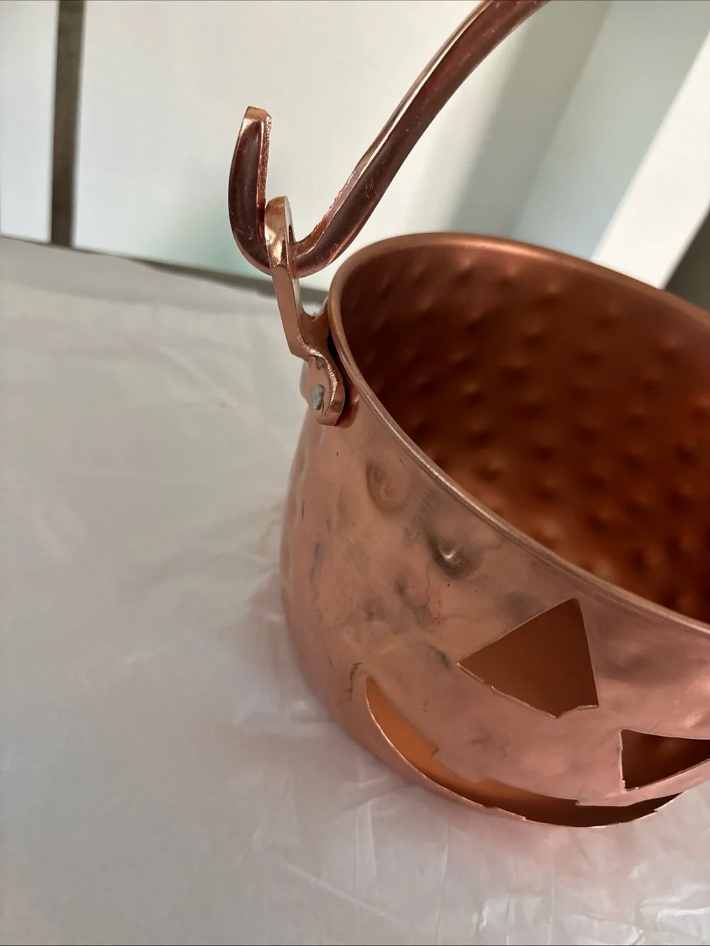 Copper Halloween Jack-O'-Lantern Candy Bucket